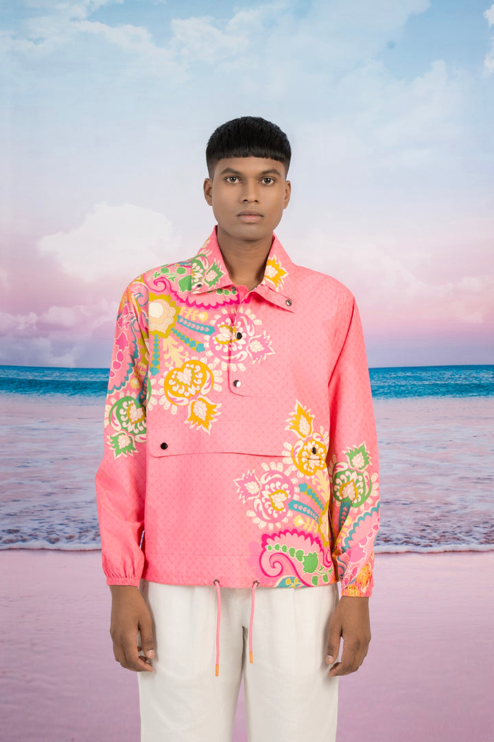 Candy Pink Pullover Jacket-JACKETS-Siddhartha Bansal