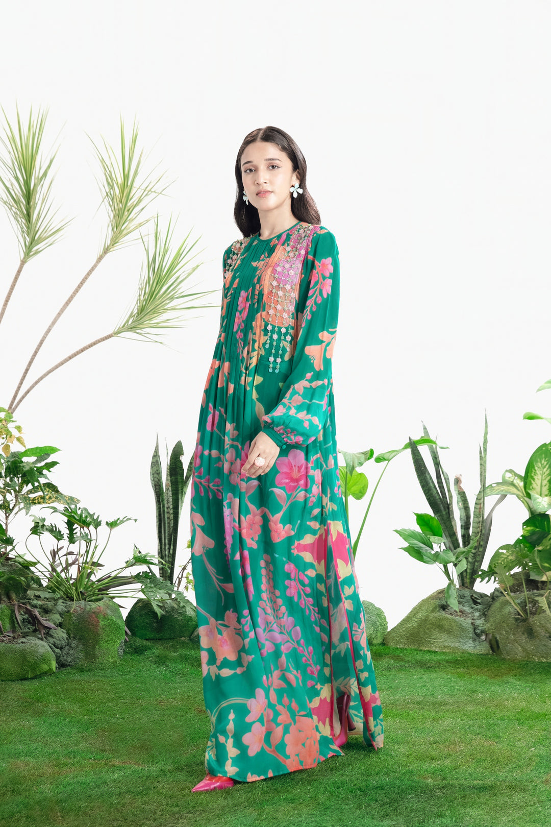 RIO PINTUCK KAFTAN DRESS-Kaftan, Dress-Siddhartha Bansal
