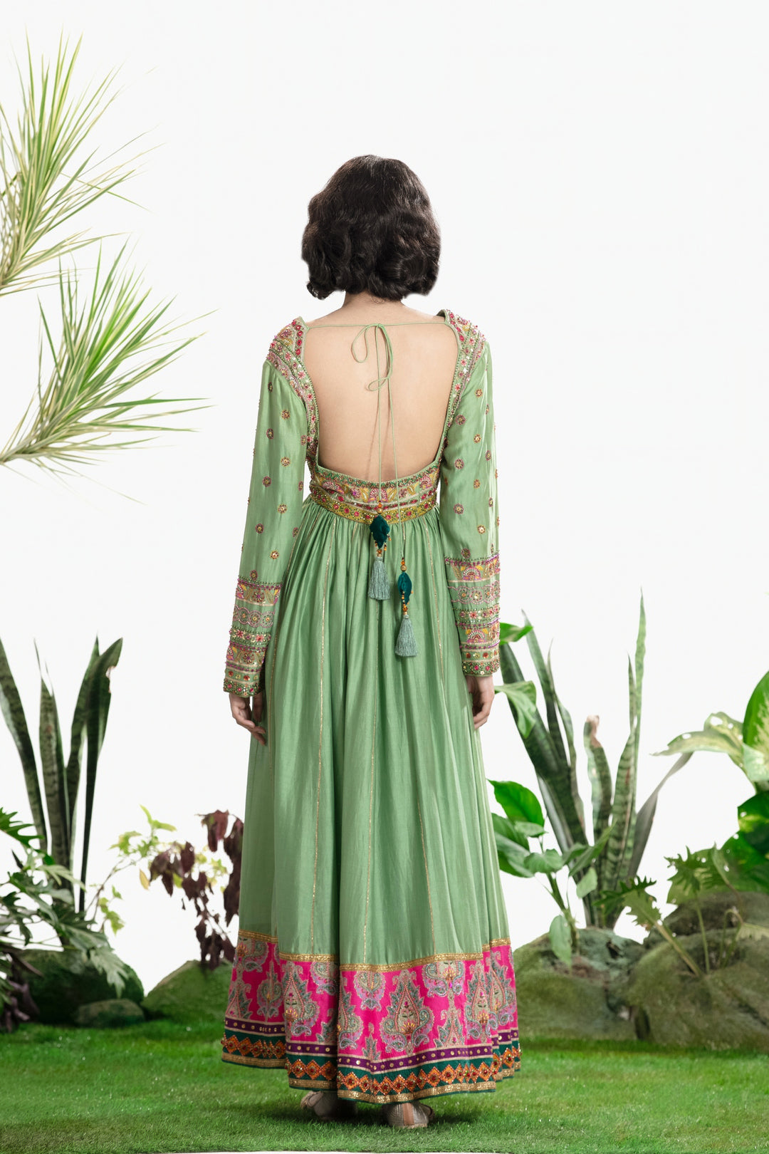 AARAVI GREEN ANARKALI SET-Kaftan-Siddhartha Bansal