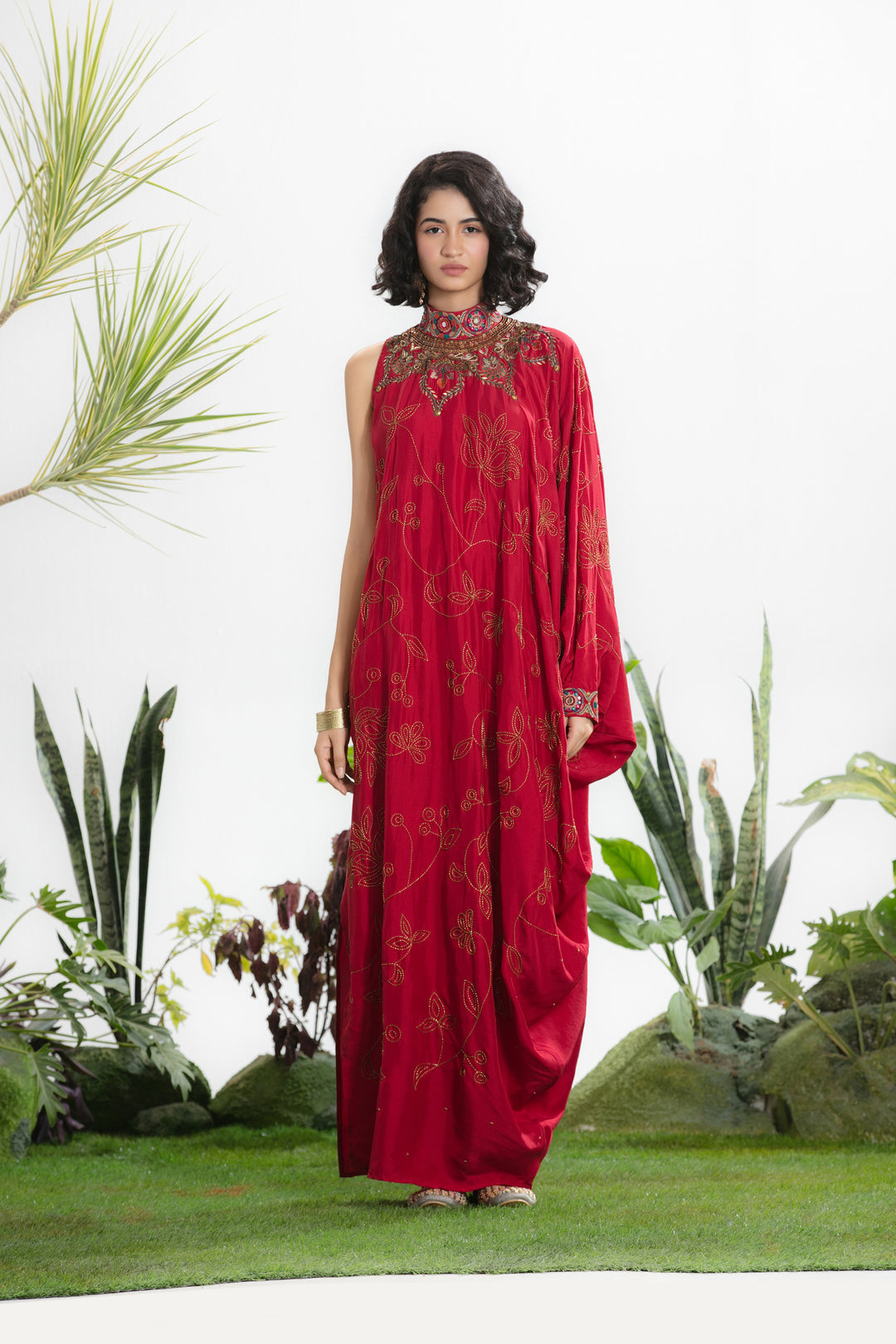 SOMA ONESHOULDER DRESS-Kaftan-Siddhartha Bansal