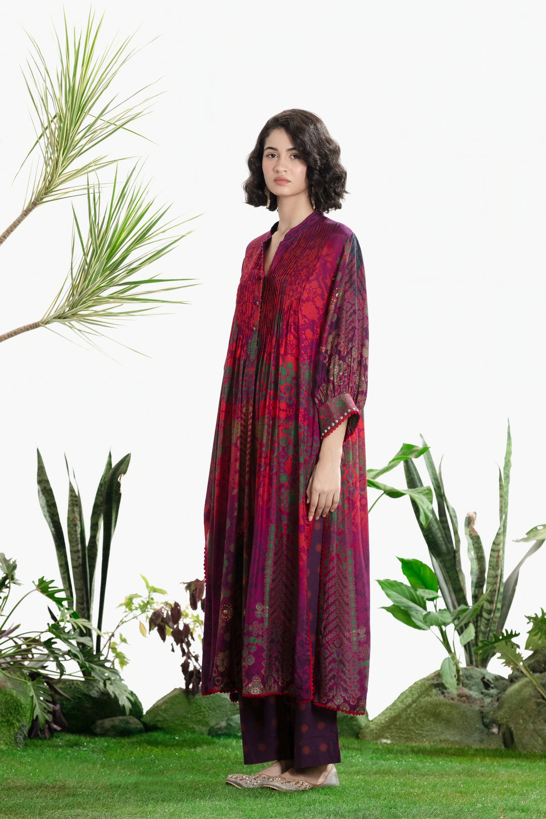 PURPLE PRINTED KURTA SET-Kaftan-Siddhartha Bansal