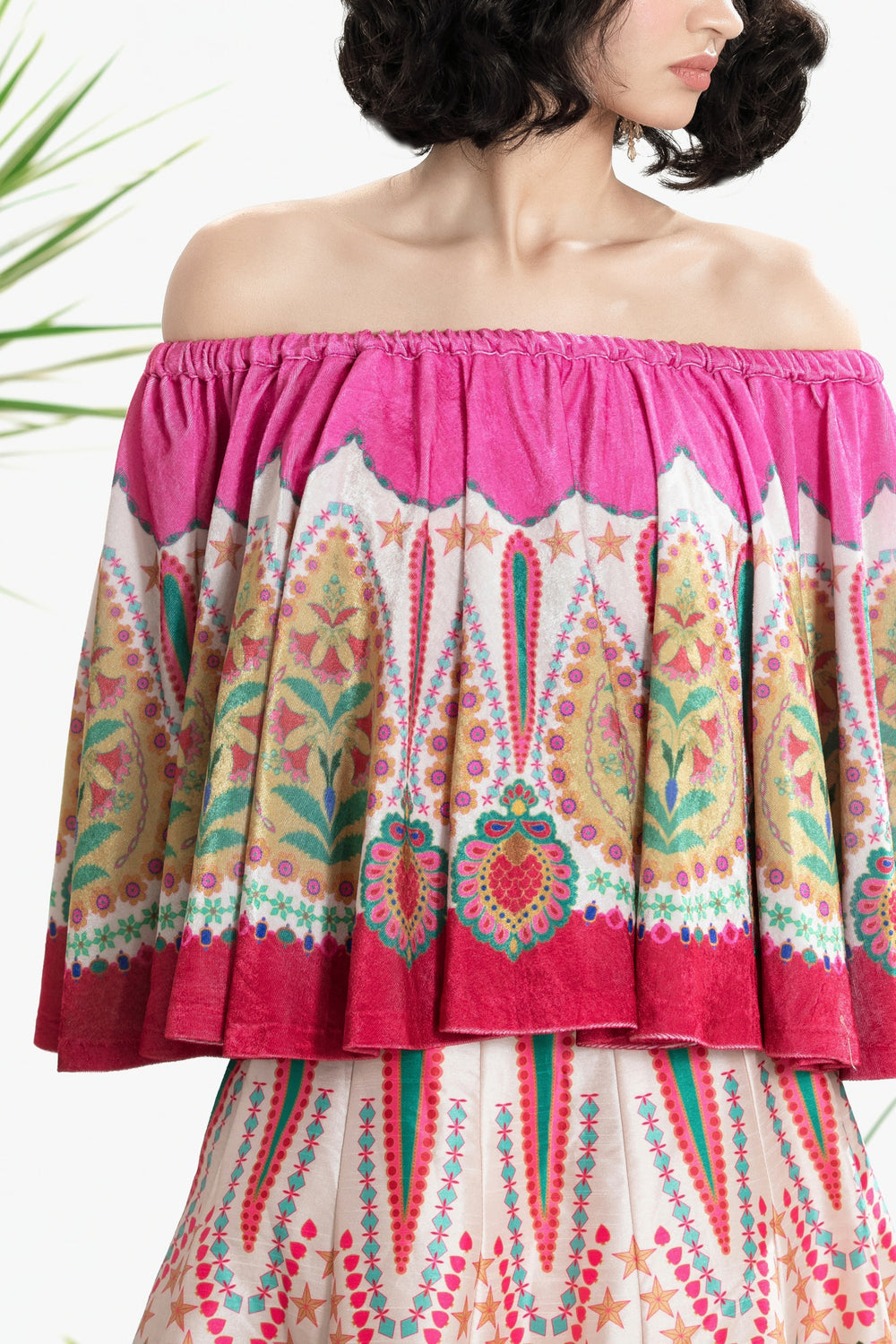 IVORY PRINTED CIRCULAR TOP AND SKIRT-Kaftan-Siddhartha Bansal