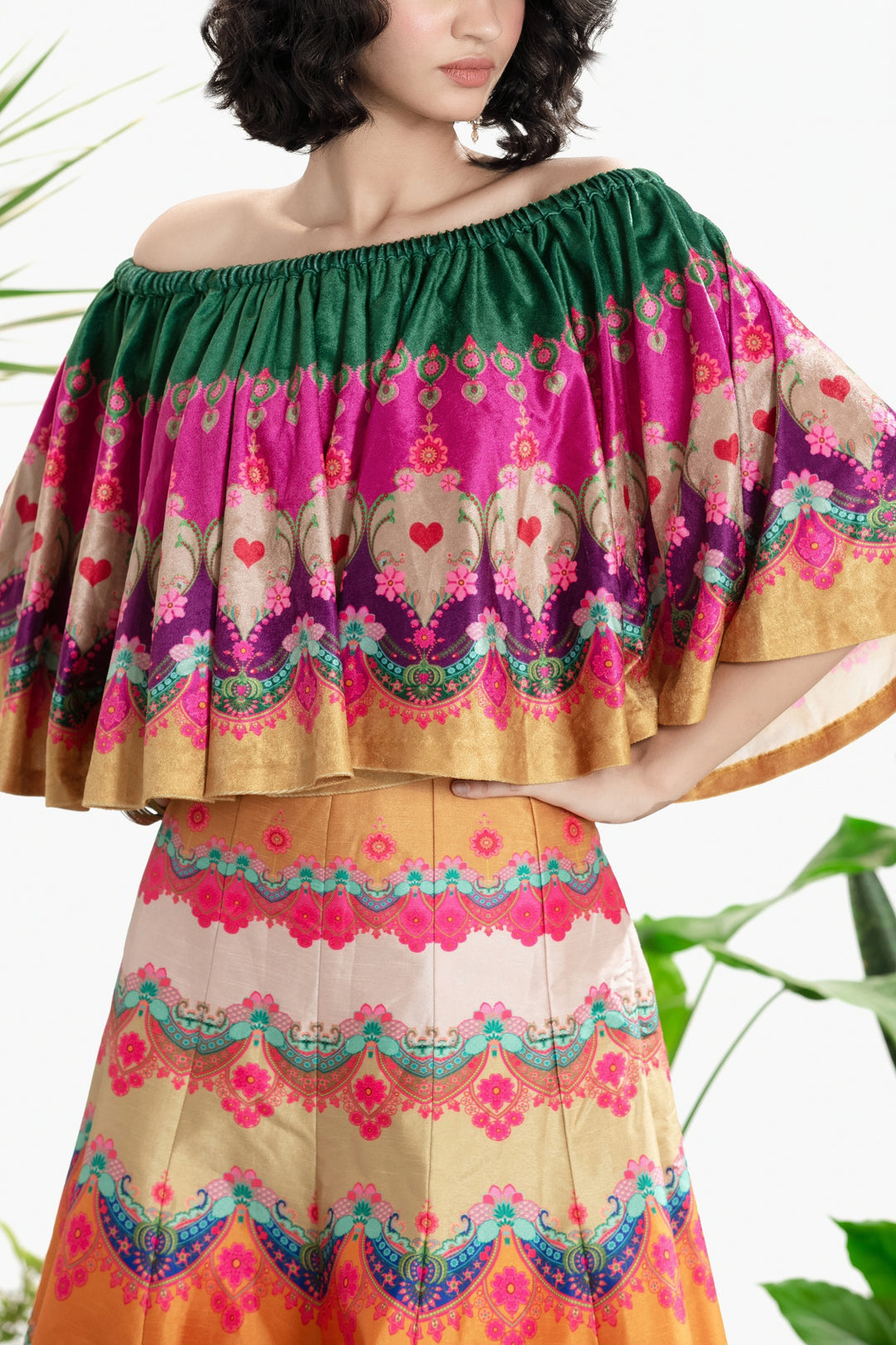MULTI COLOR CIRCULAR TOP AND SKIRT-Kaftan-Siddhartha Bansal