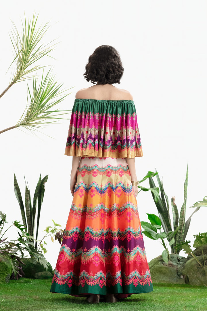 MULTI COLOR CIRCULAR TOP AND SKIRT-Kaftan-Siddhartha Bansal
