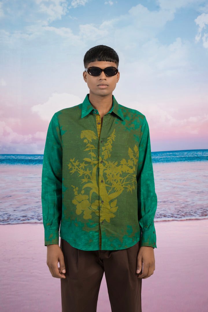 Deep Forest Linen Shirt-Shirts-Siddhartha Bansal