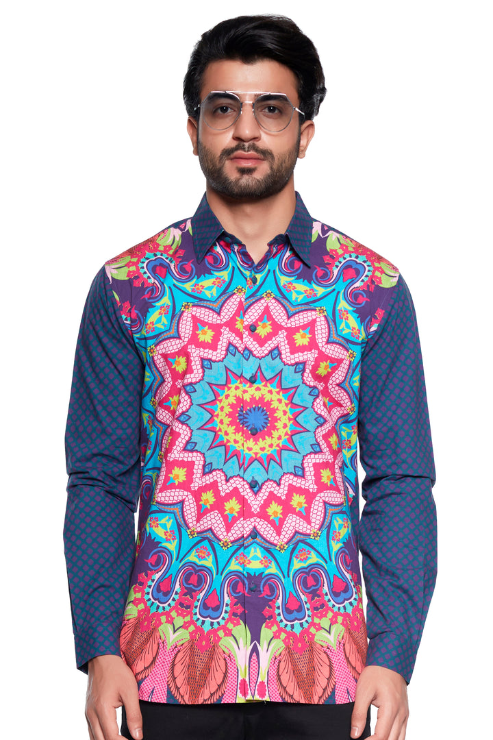 Blue Kalido Mens Shirt-Mens Wear-Siddhartha Bansal