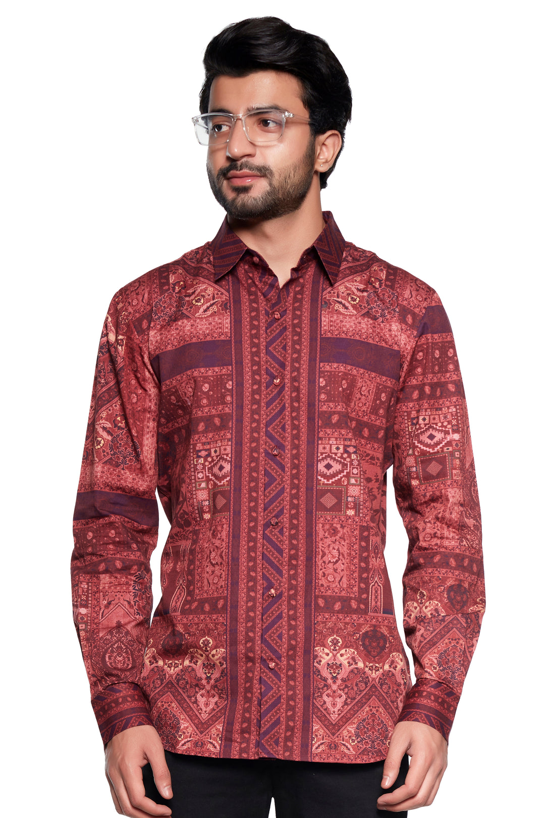 Brown Geometrical Printed Mens Shirt-Mens Wear-Siddhartha Bansal