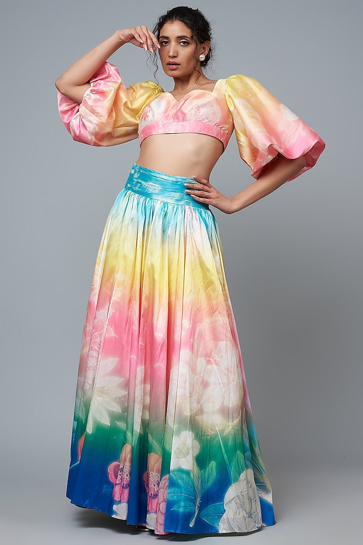 Evening Bloom printed Skirt Set-Siddhartha Bansal