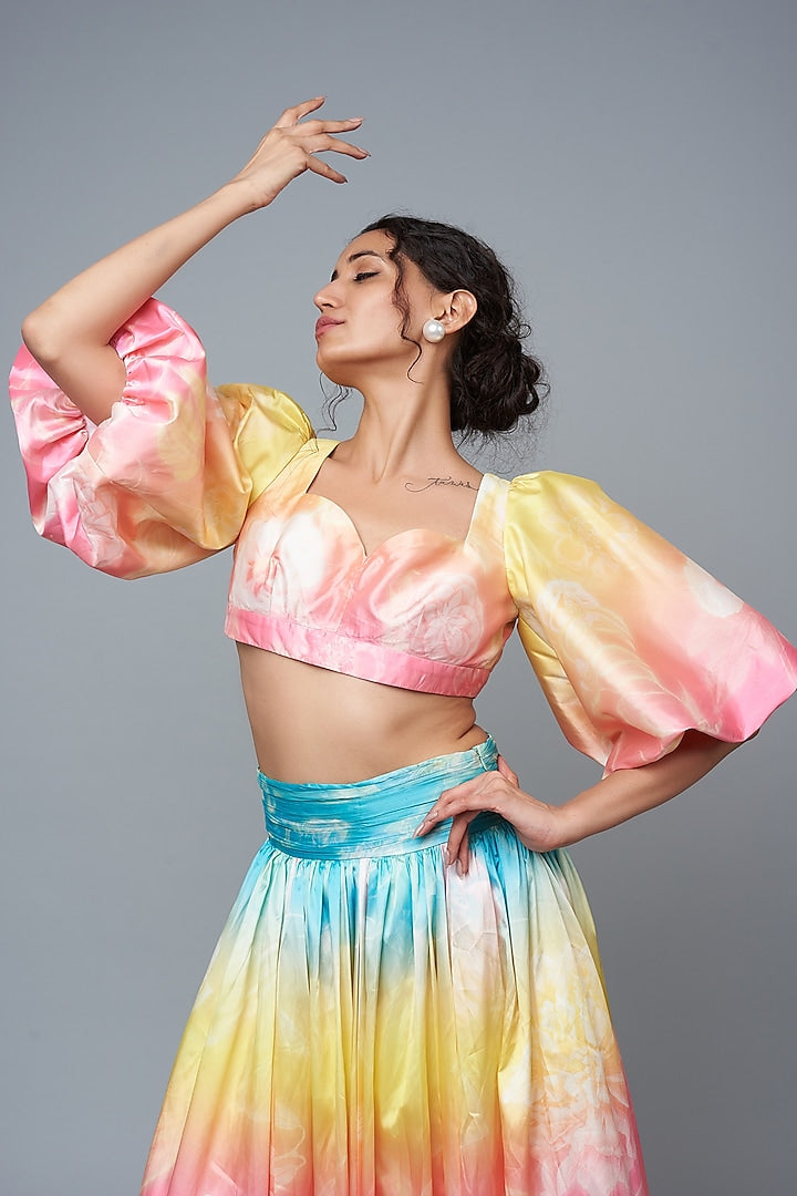 Evening Bloom printed Skirt Set-Siddhartha Bansal