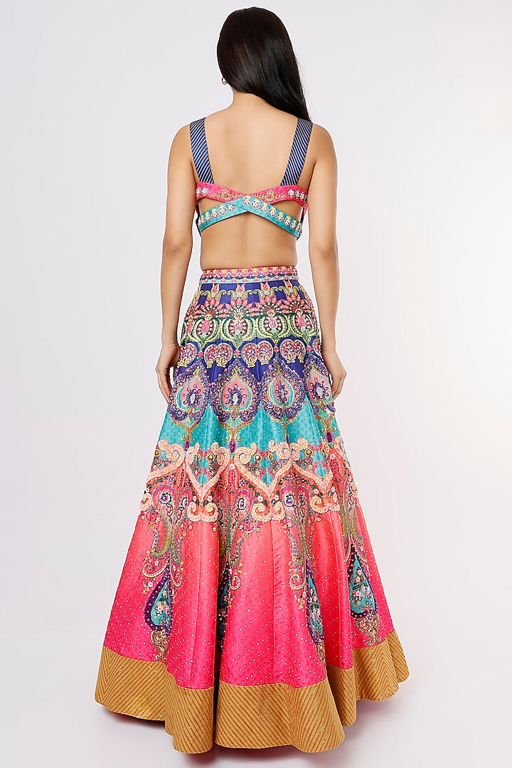 Blue Paisely Hand Embroidery Sb Signature Lehenga Set-Siddhartha Bansal