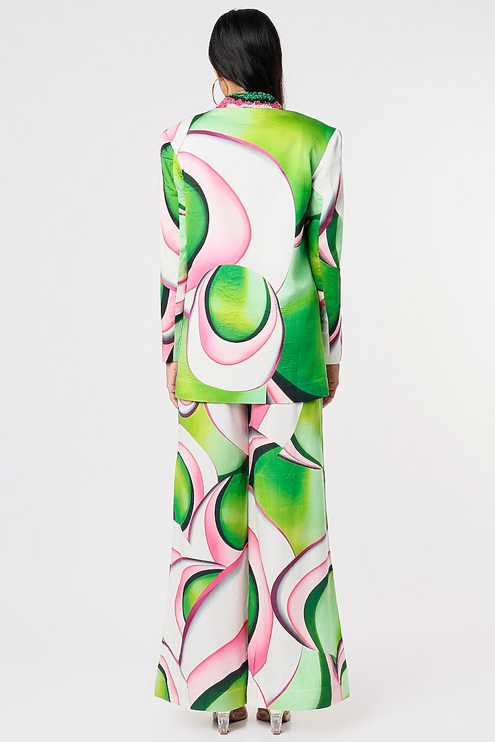 Murano Glass Art Embroidered Pant Suit With Bustier-Siddhartha Bansal