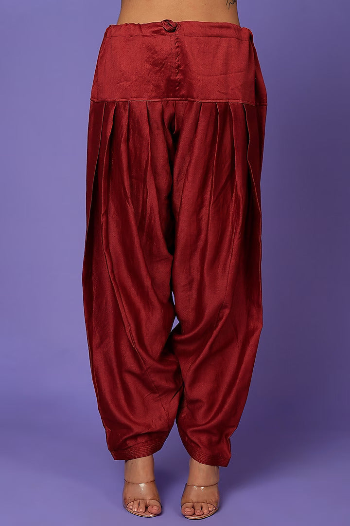 Maroon And Green Kurta With Maroon Salwar And Chiffon Dupatta-Siddhartha Bansal