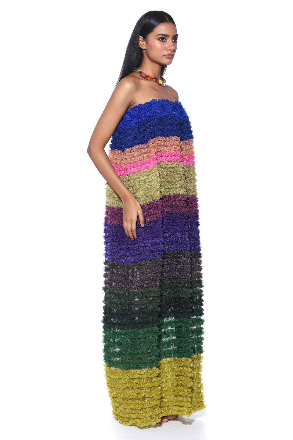 Ribbon Embroidery Off Shoulder Dress-Siddhartha Bansal