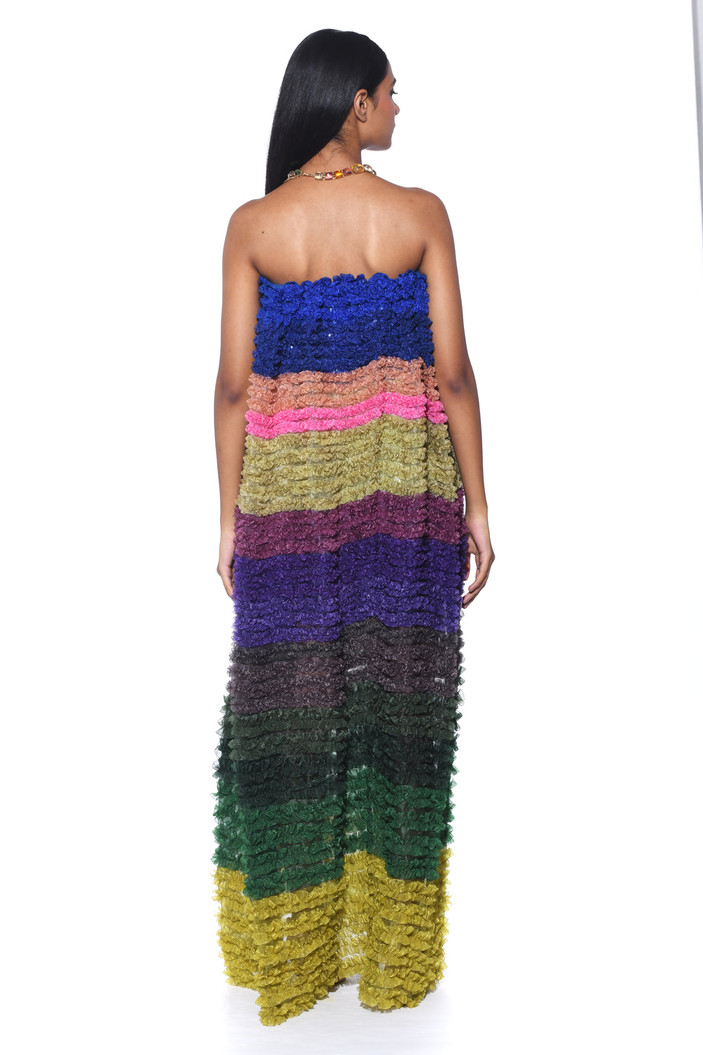 Ribbon Embroidery Off Shoulder Dress-Siddhartha Bansal