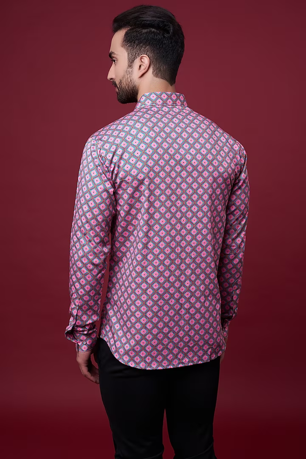 Twilight Pink Rose Self Printed Shirt-Mens Wear-Siddhartha Bansal