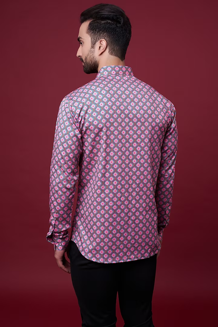 Twilight Pink Rose Self Printed Shirt-Mens Wear-Siddhartha Bansal