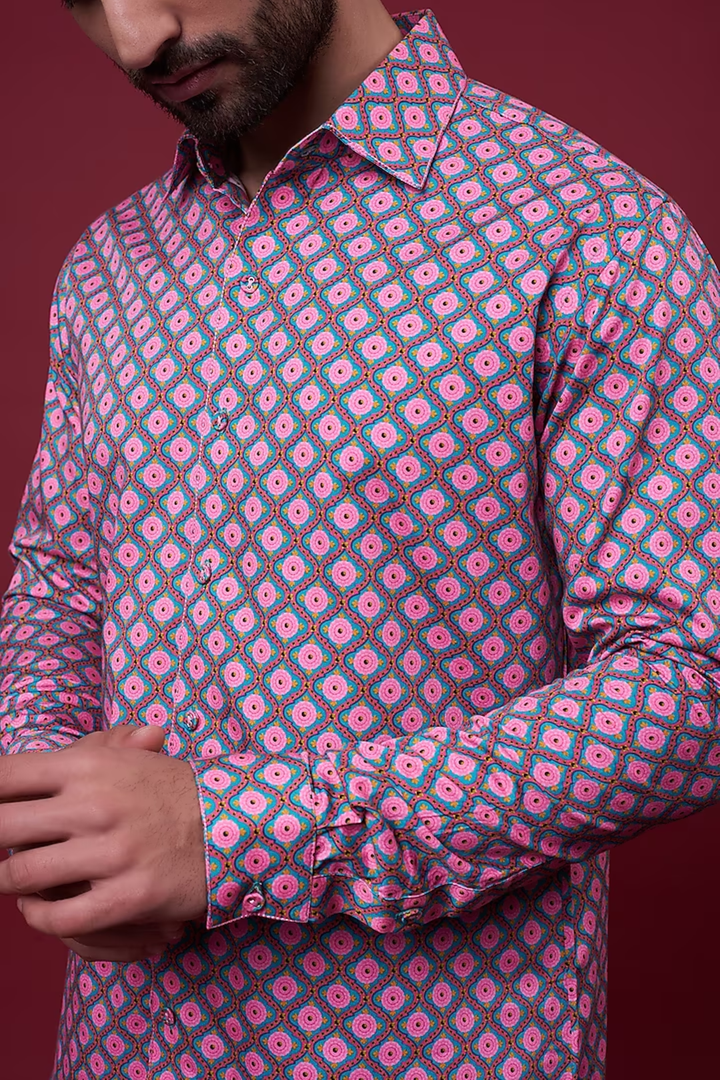 Twilight Pink Rose Self Printed Shirt-Mens Wear-Siddhartha Bansal