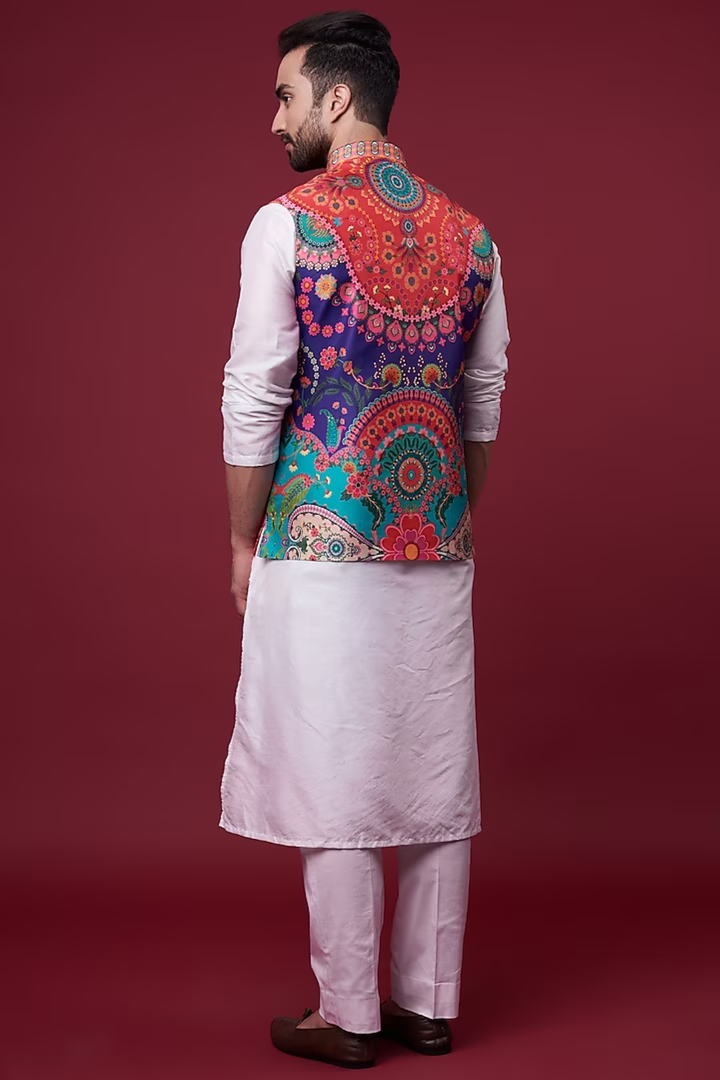 Multi Colour Carnival Nehru Jacket-Mens Wear-Siddhartha Bansal