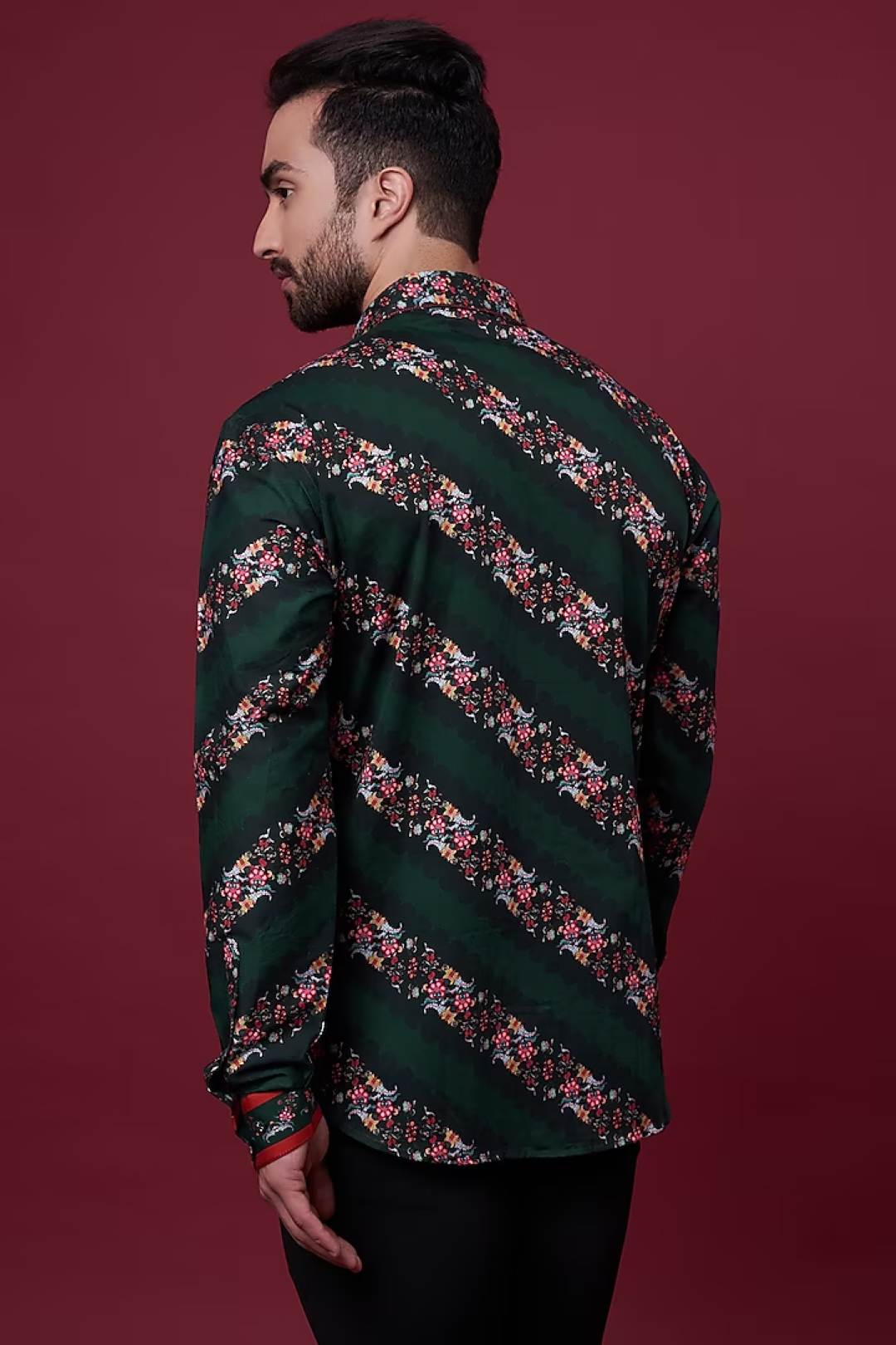 Emerald Green Royal Chintz Stripe Shirt-Mens Wear-Siddhartha Bansal