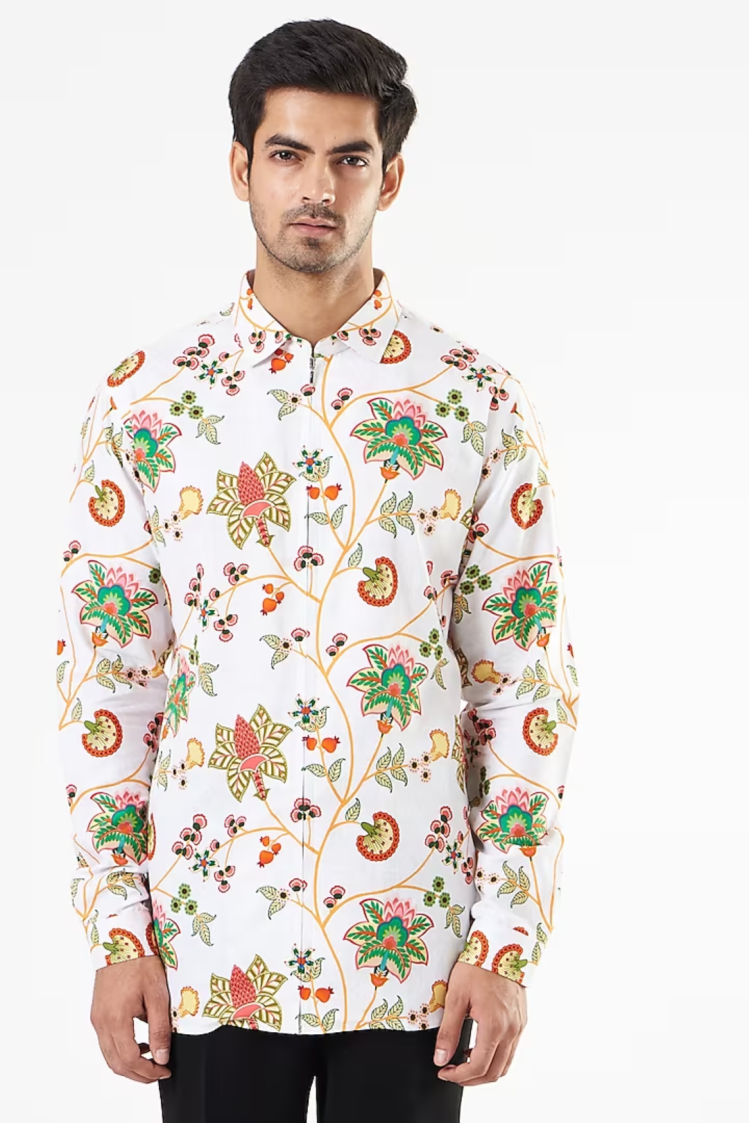 Day Lily White Classic Chintz Floral Shirt-Mens Wear-Siddhartha Bansal