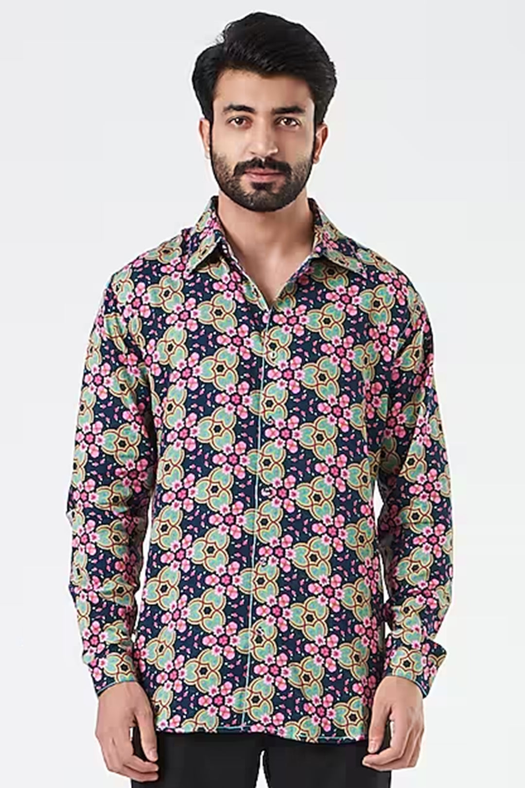 Mystic Grey Signature Kaleidoscope Shirt-Mens Wear-Siddhartha Bansal