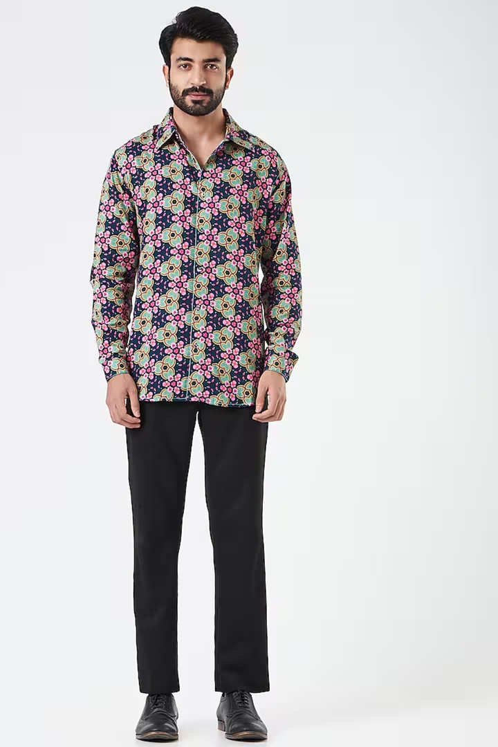 Mystic Grey Signature Kaleidoscope Shirt-Mens Wear-Siddhartha Bansal
