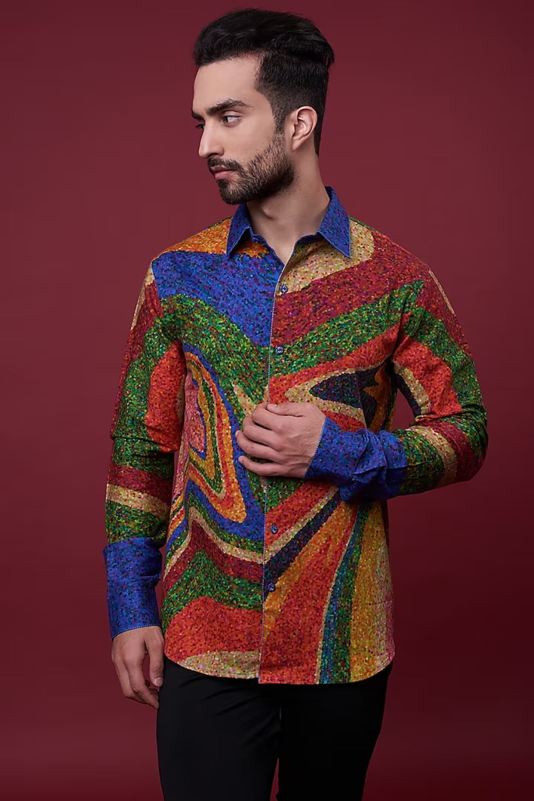 Multi Color Wave Shirt-Mens Wear-Siddhartha Bansal