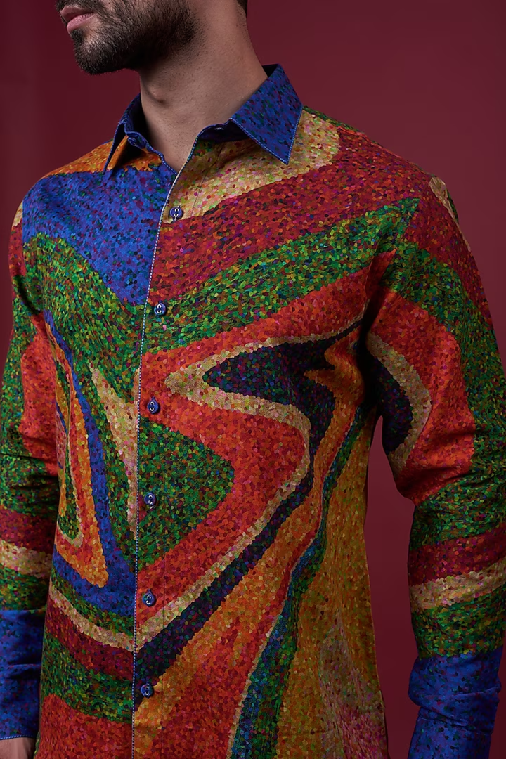 Multi Color Wave Shirt-Mens Wear-Siddhartha Bansal