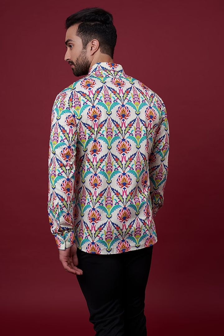 Dusky Iris Neon Flower Shirt-Mens Wear-Siddhartha Bansal