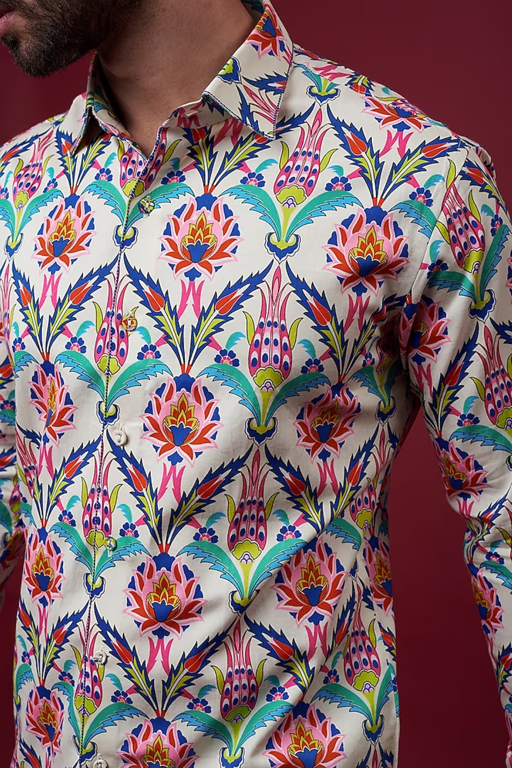 Dusky Iris Neon Flower Shirt-Mens Wear-Siddhartha Bansal