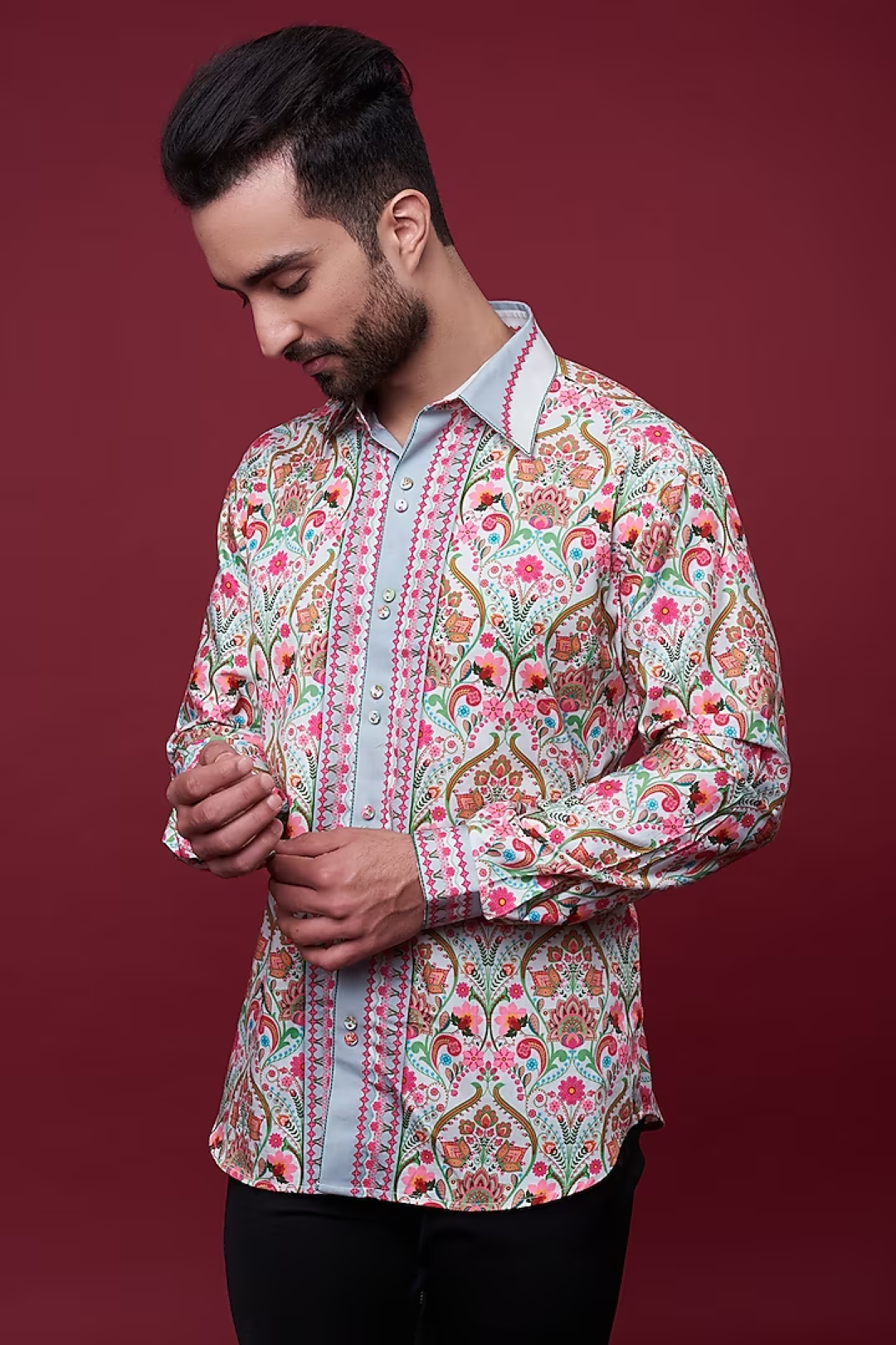 Classic Grey Paisley Shirt-Mens Wear-Siddhartha Bansal