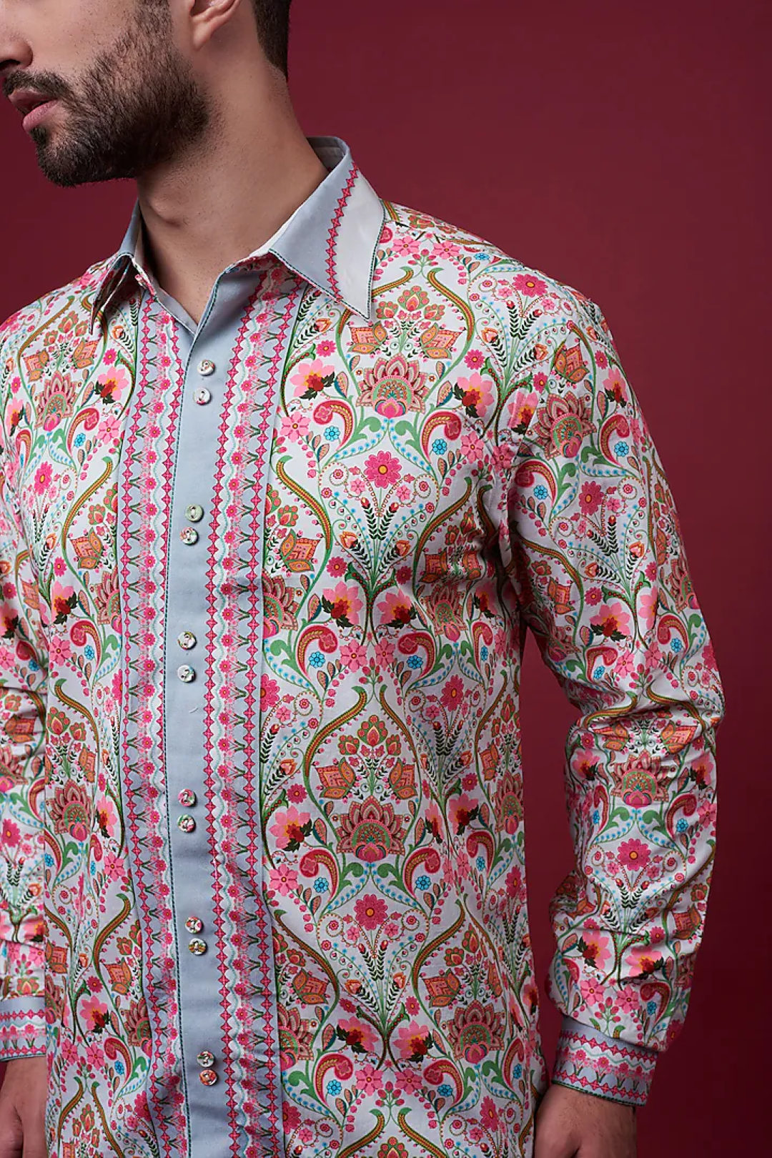 Classic Grey Paisley Shirt-Mens Wear-Siddhartha Bansal