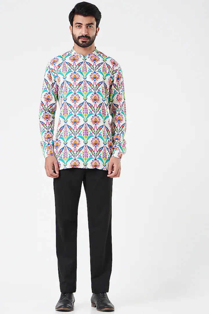 Dusky Iris Neon Flower Shirt-Mens Wear-Siddhartha Bansal