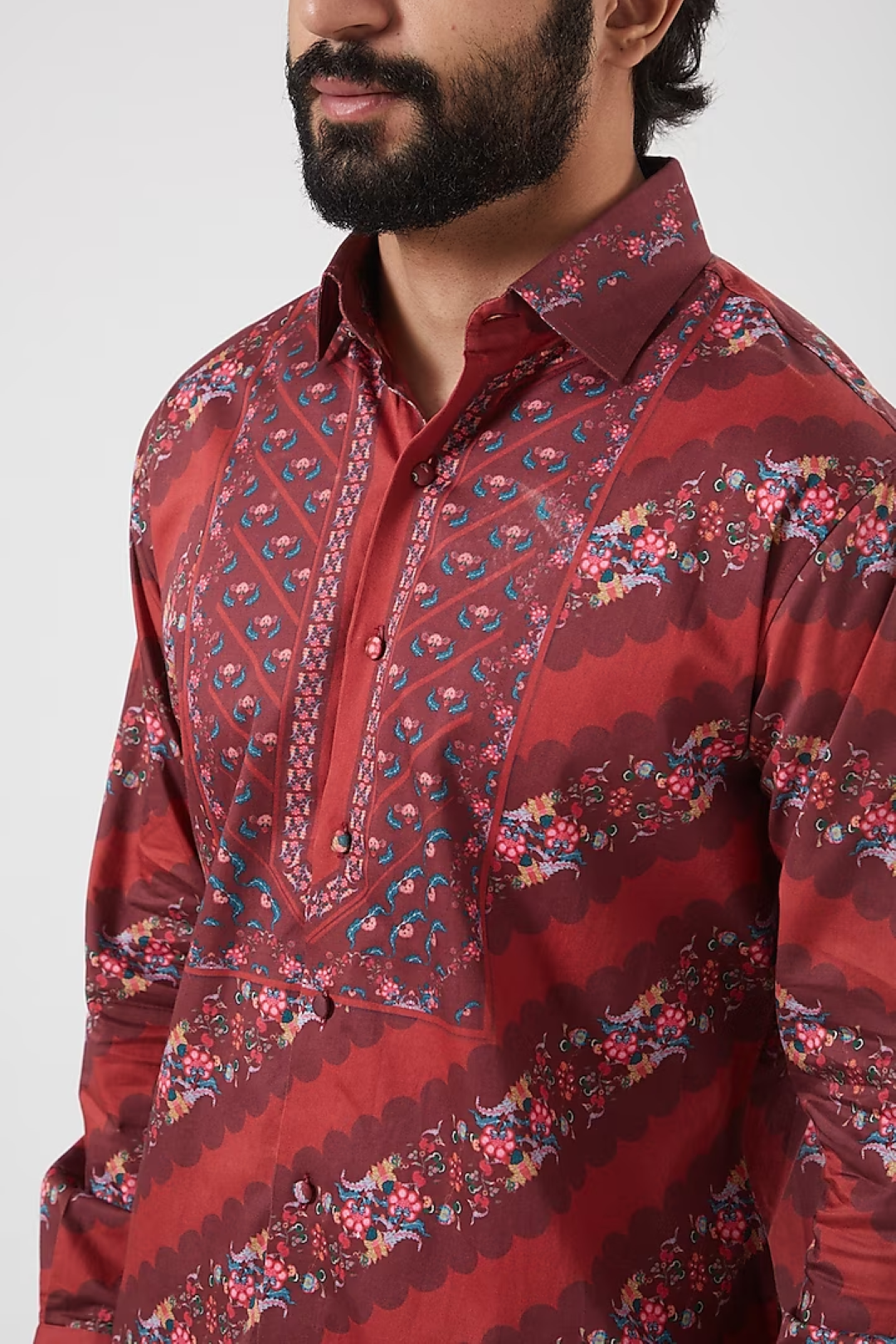 Fresh Maroon Royal Chintz Stripe Shirt-Mens Wear-Siddhartha Bansal