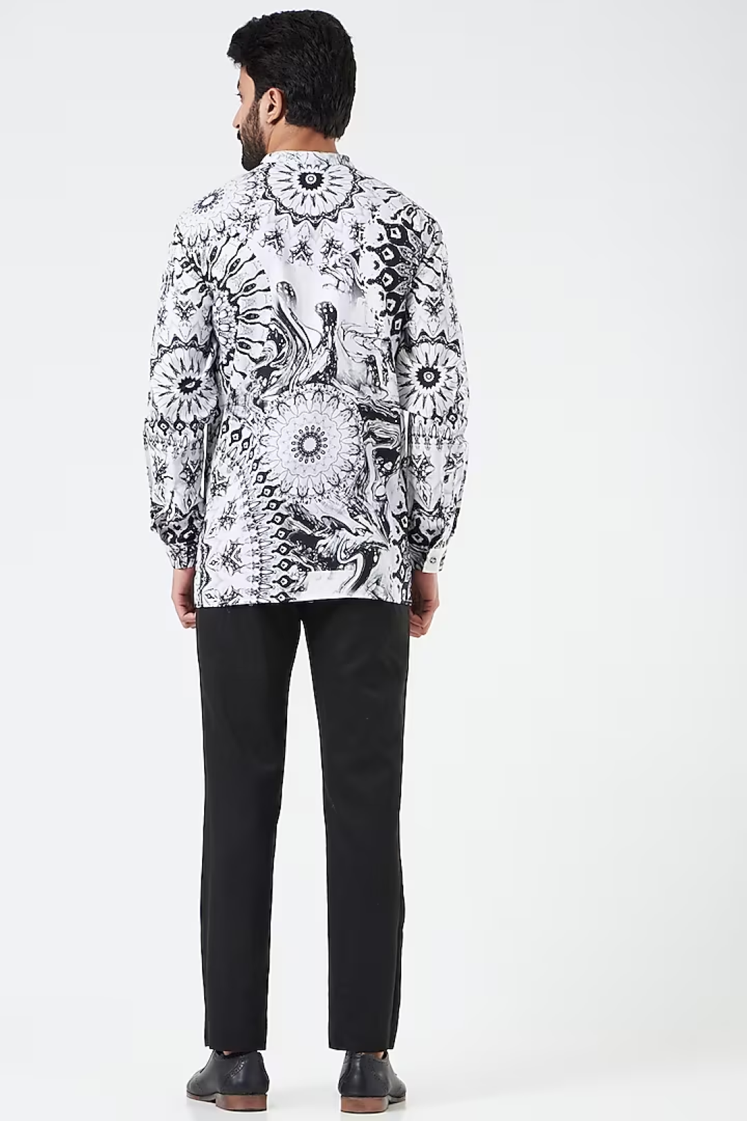 Midnight Grey Tone On Tone Marble Shirt-Mens Wear-Siddhartha Bansal