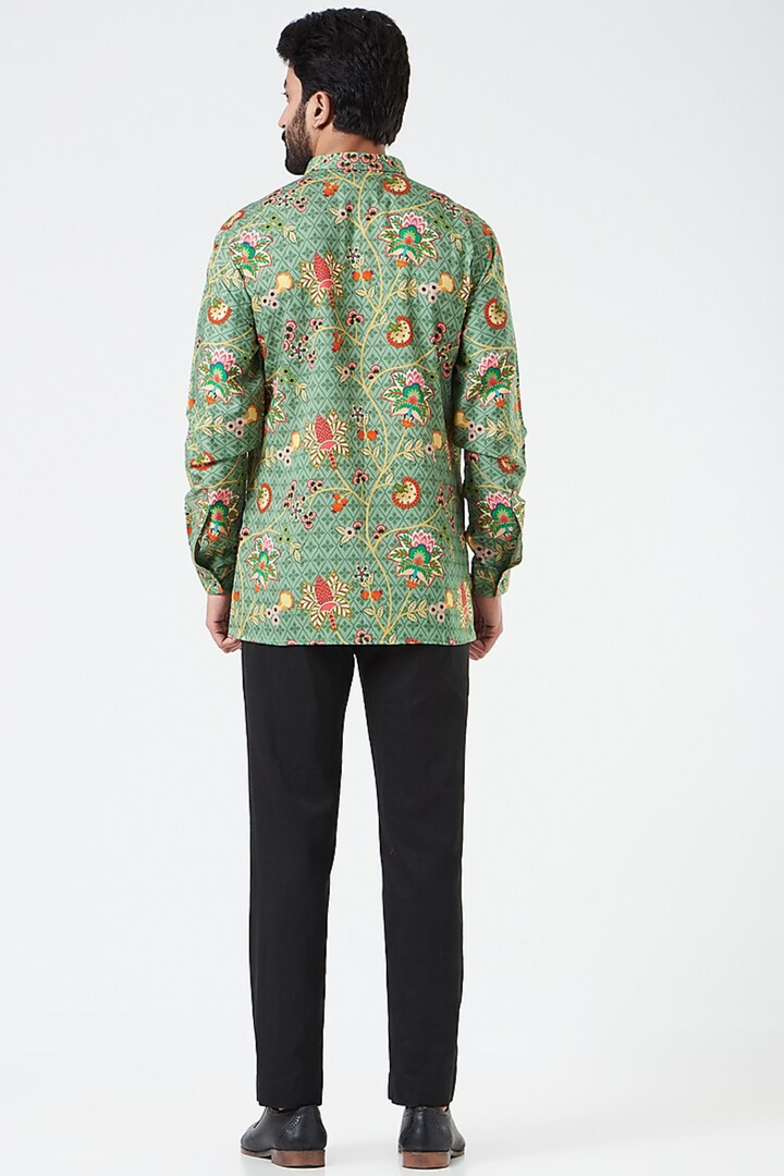 Grassland Green Classic Chintz Floral Shirt-Mens Wear-Siddhartha Bansal