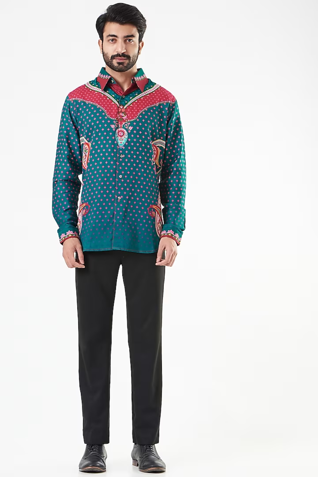 Maroon And Blue Paisley Royal Club Shirt-Mens Wear-Siddhartha Bansal