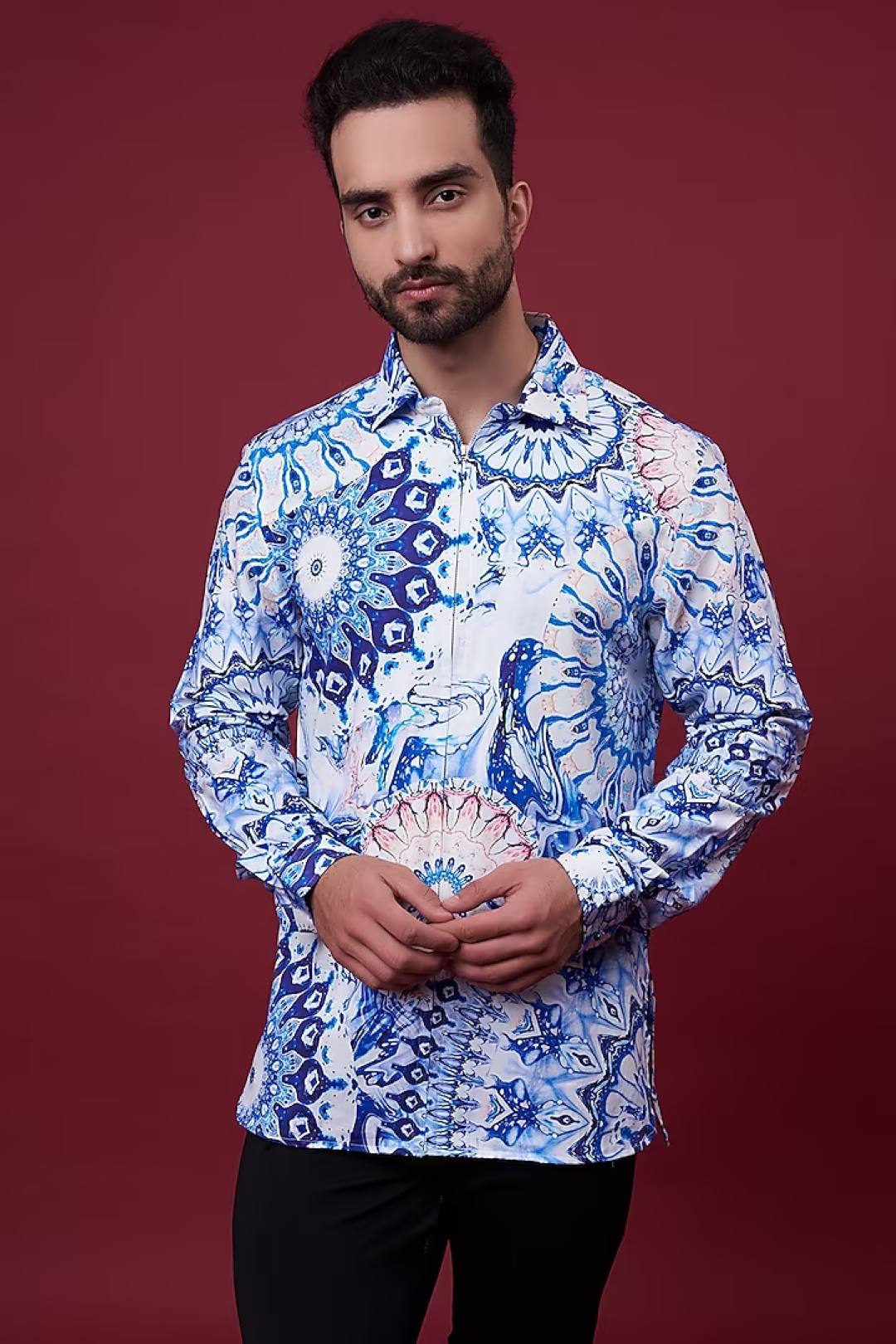 Blue Marble Shirt-Mens Wear-Siddhartha Bansal