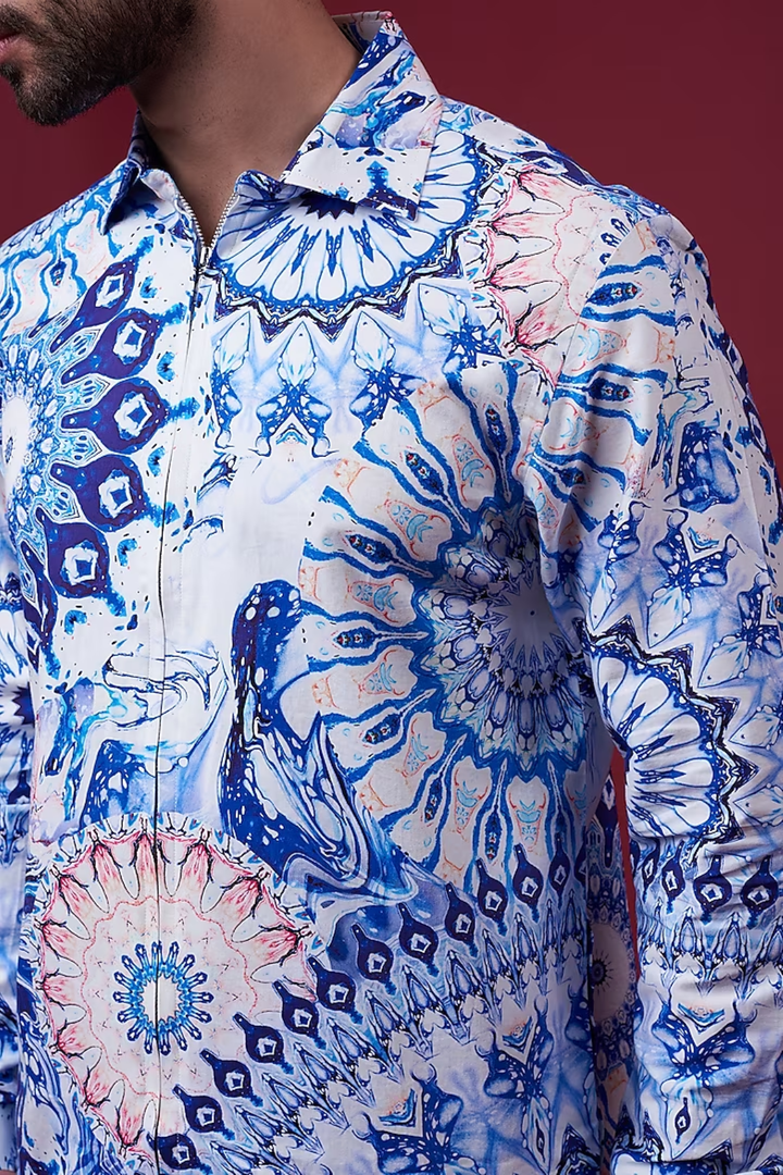Blue Marble Shirt-Mens Wear-Siddhartha Bansal