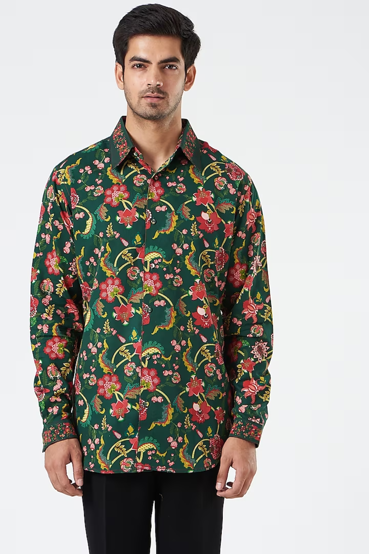 Meadow Green Chintz Shirt-Mens Wear-Siddhartha Bansal