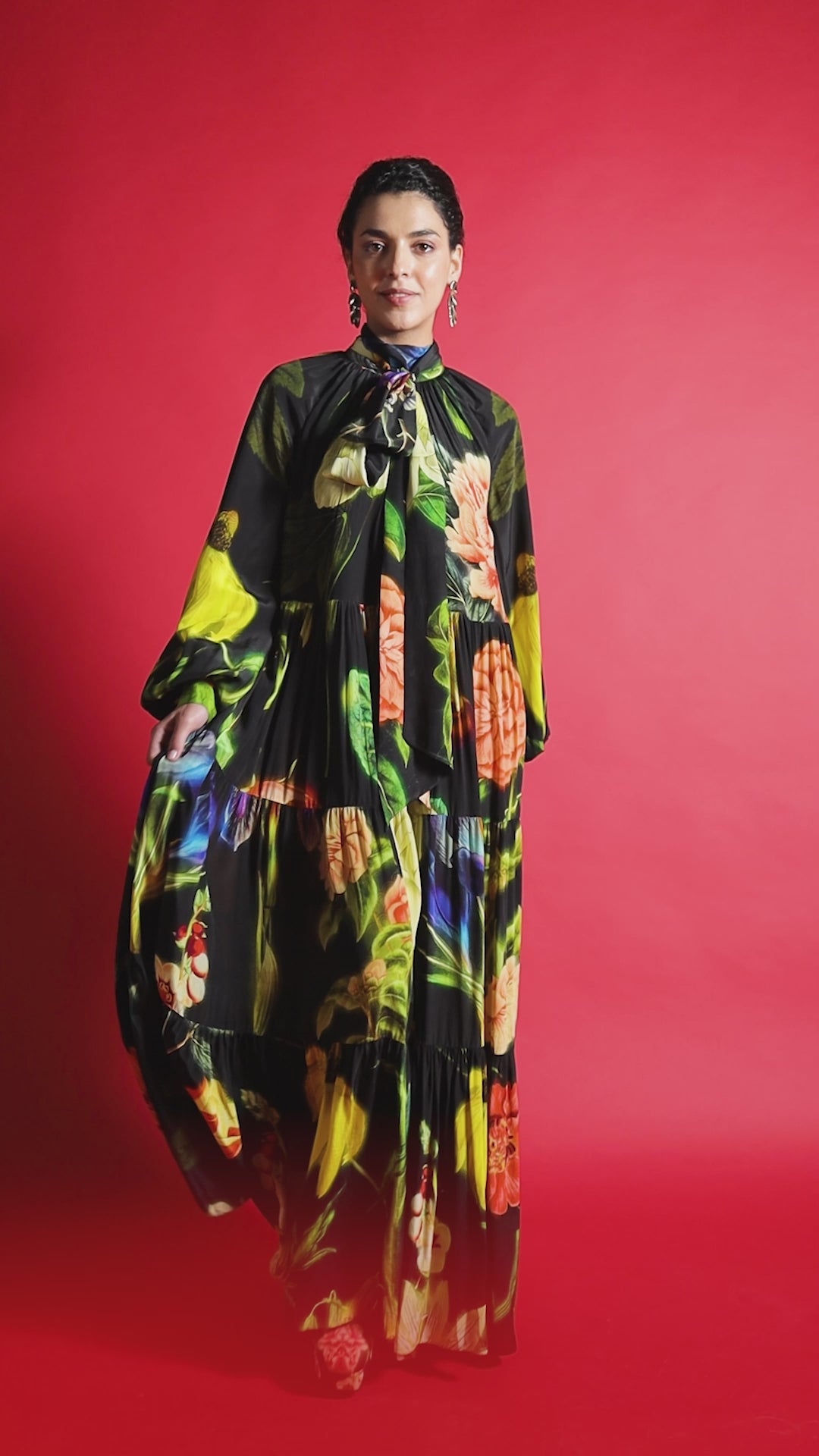 Night Bloom Tiered Dress
