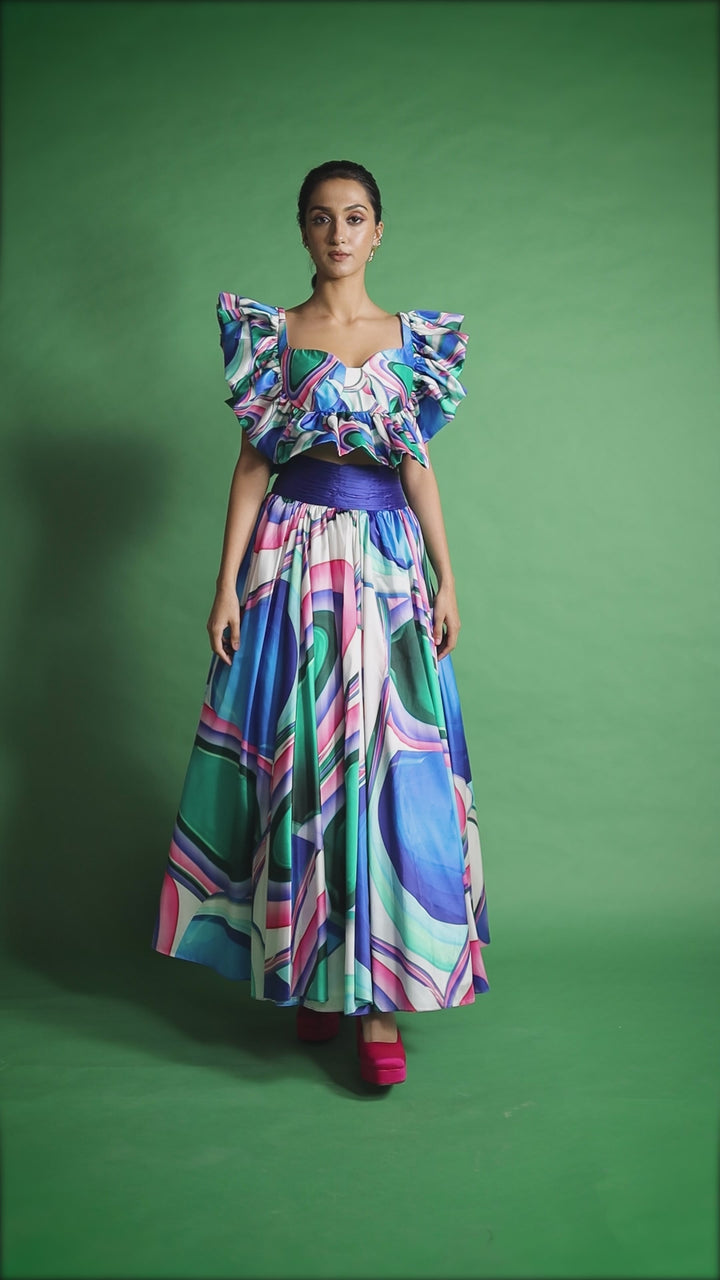 Blue Murano Glass Art Skirt Set