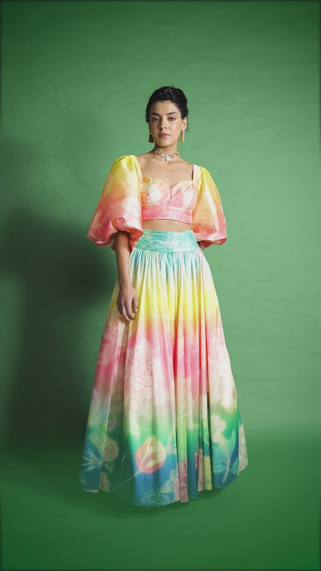 Evening Bloom printed  Skirt Set
