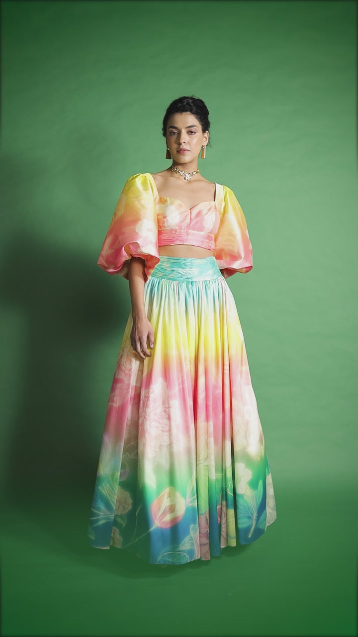 Evening Bloom printed  Skirt Set