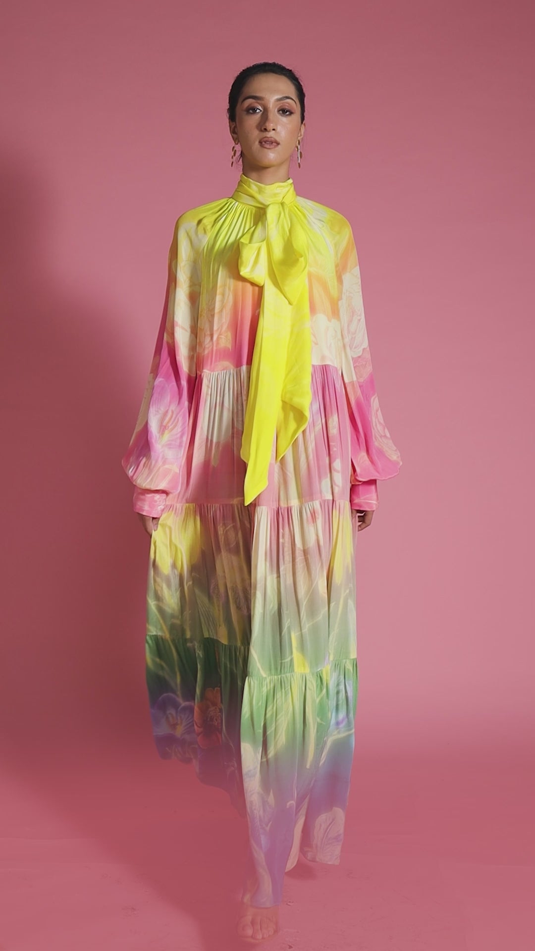 Evening Bloom Long Tiered Dress