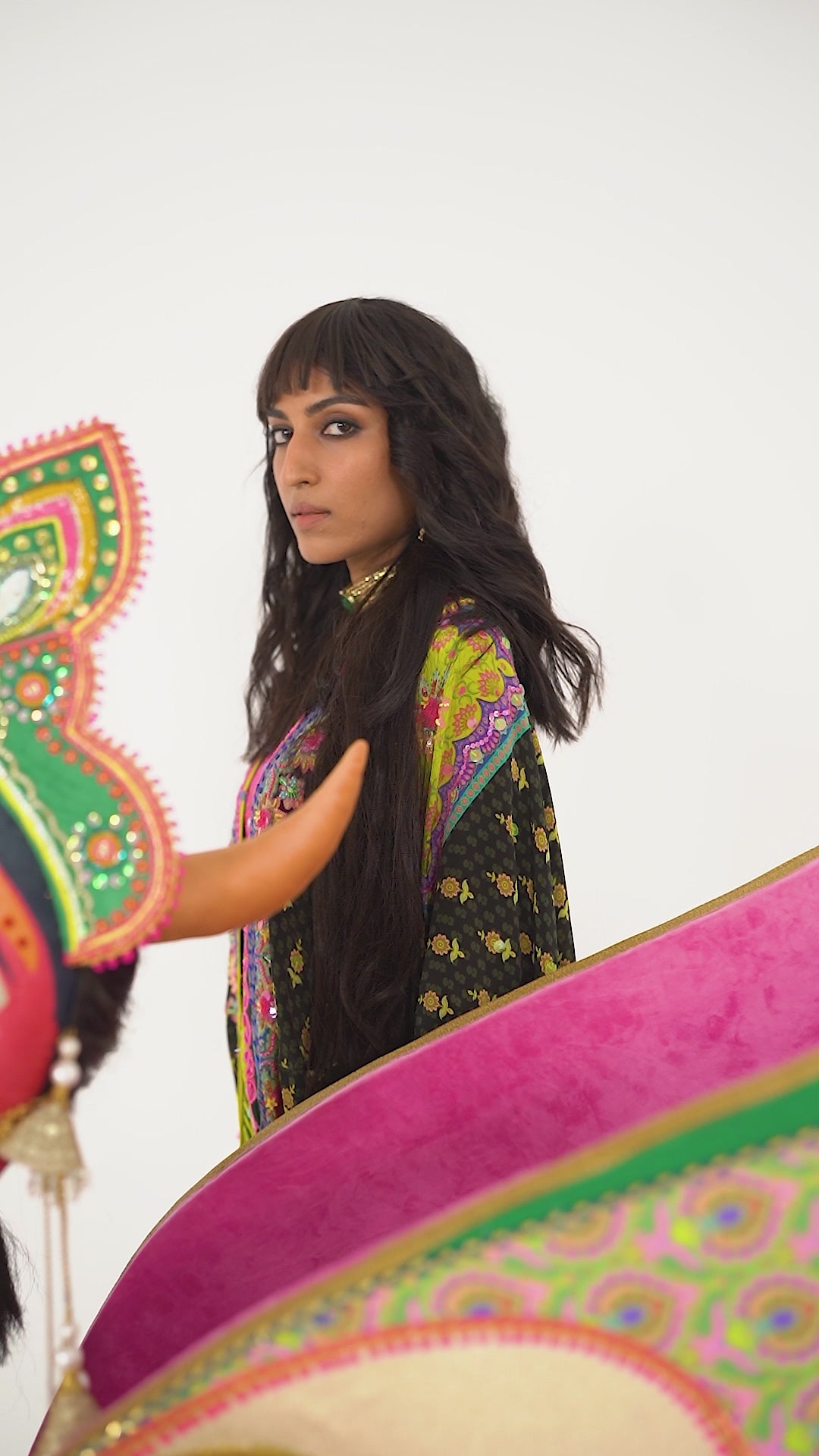 Olive Hand Embroidered Shrug Set