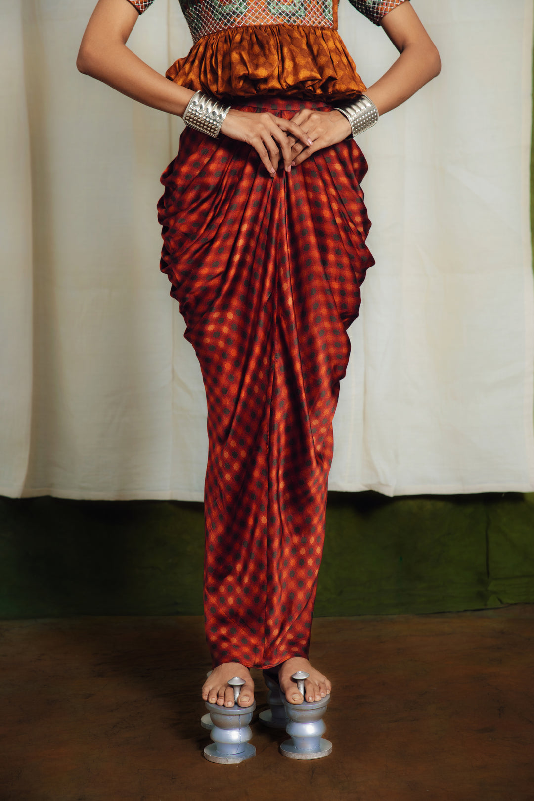 Kedia Blouse with Draped Skirt Set-Co-ord Set-Siddhartha Bansal