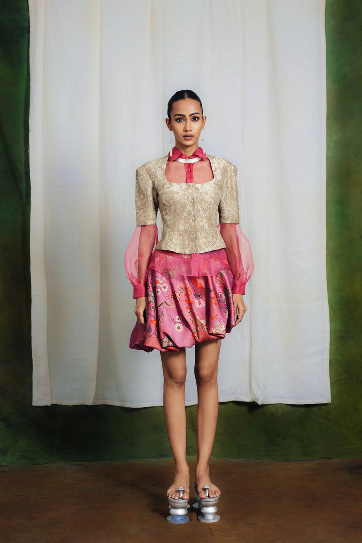 Sand Shirt, Bubble Skirt Co-Ord Set-Co-ord Set-Siddhartha Bansal