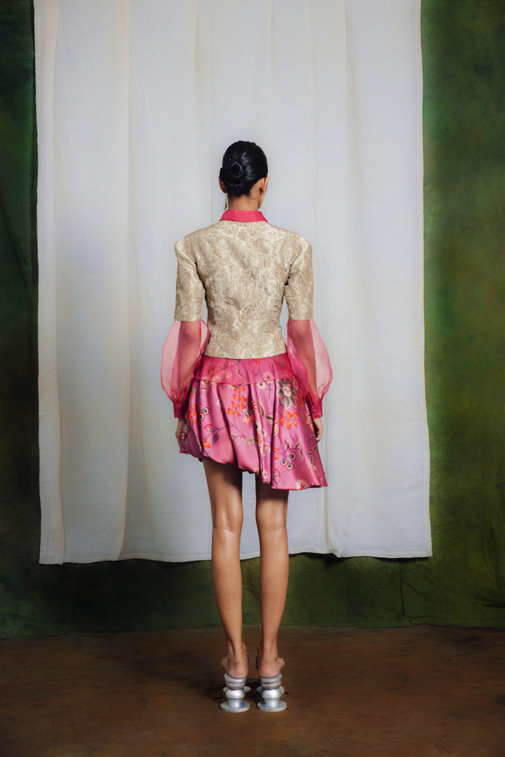 Sand Shirt, Bubble Skirt Co-Ord Set-Co-ord Set-Siddhartha Bansal