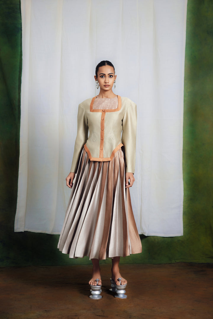 Garasia Blouse with Knife Pleated Skirt Set-co-ord set-Siddhartha Bansal